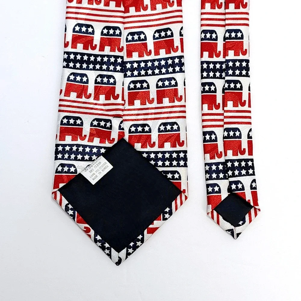Steven Harris Republican GOP Elephant Neck Tie Red White Blue Hand Made